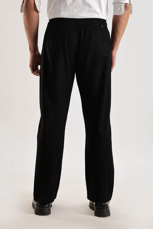 Black Regular Fit Linen Pants