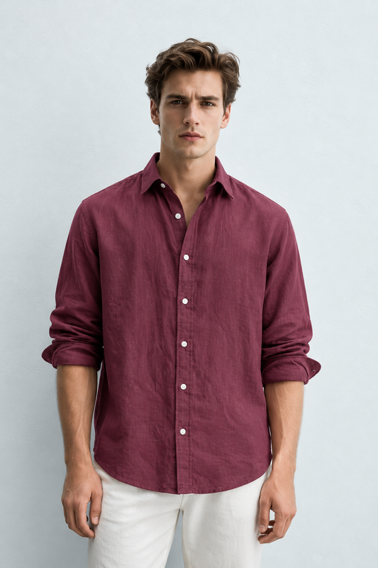 100% Pure Linen Grape Shirt