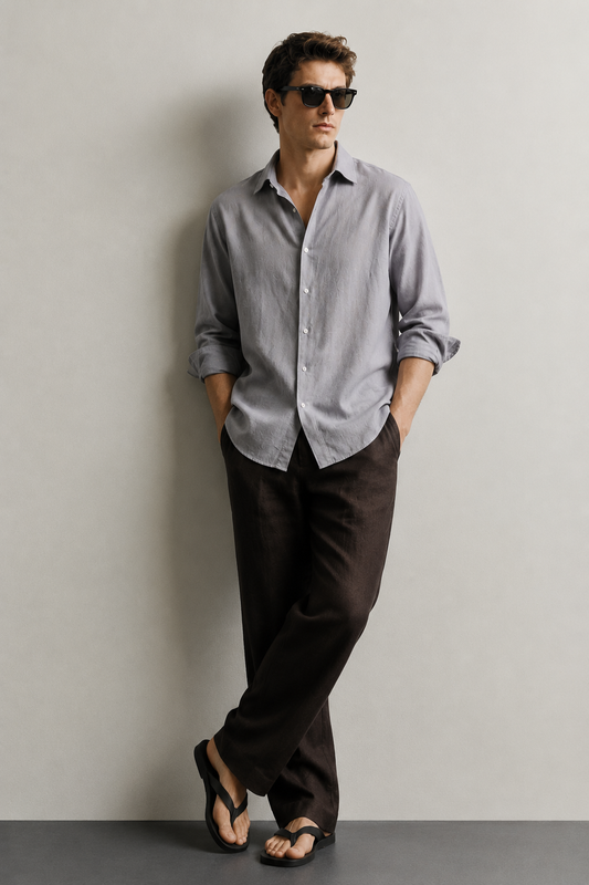 Grey Linen Blend Shirt