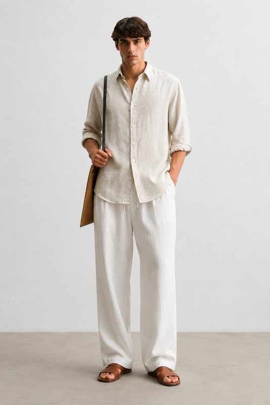 Beige Linen Blend Shirt