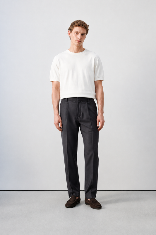 Dark Grey Pleated Trousers