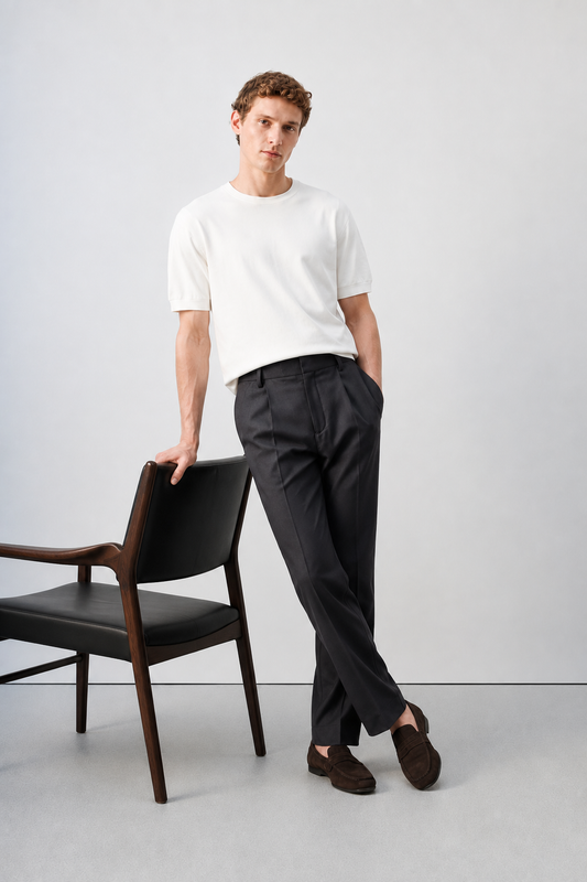 Dark Grey Pleated Trousers