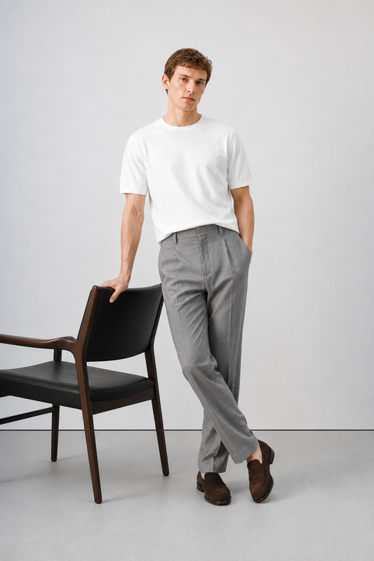 Grey Pleated Trousers