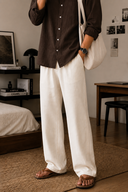 Relaxed Linen Pants Off white