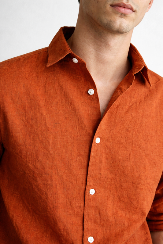 Brick Linen Blend Shirt