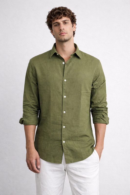Frozen Green Linen Blend Shirt