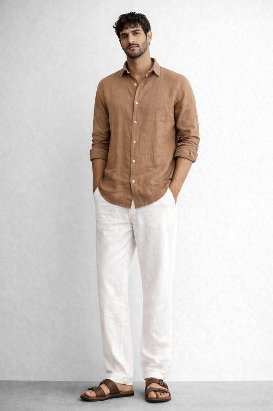 Camel + White Oldmoney Linen Combo