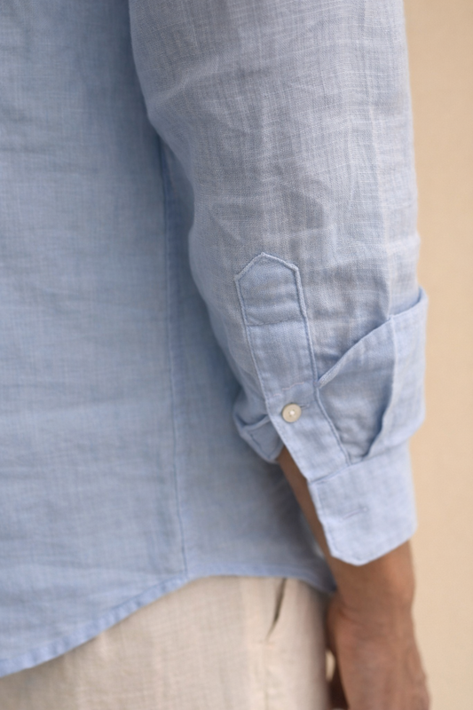 Blue Linen Blend Shirt