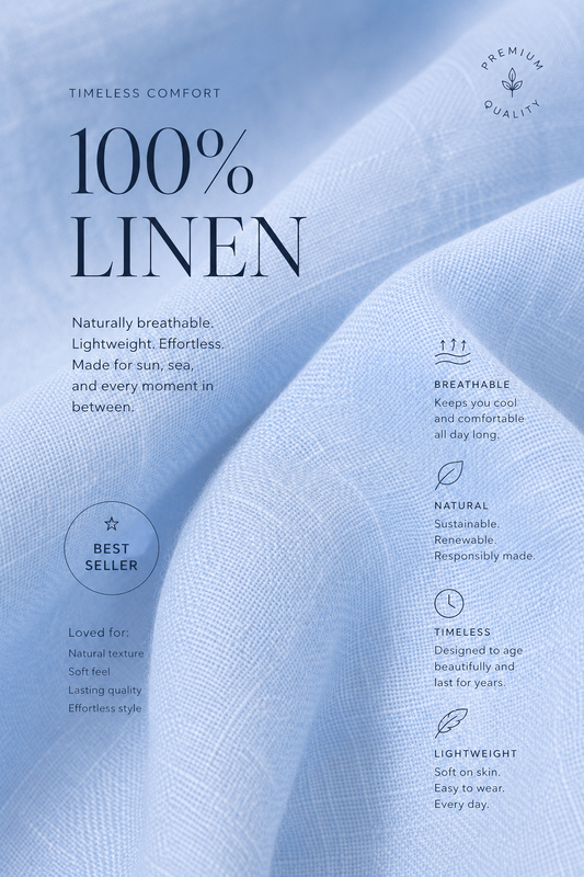 Sky Blue 100% Linen Relaxed Fit Shirt
