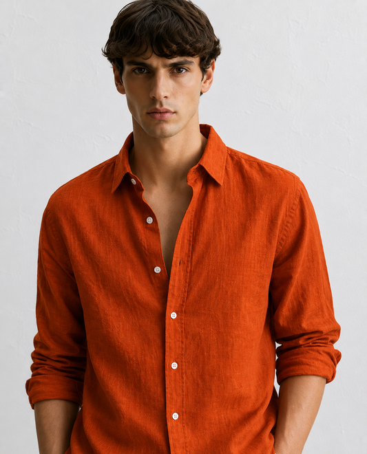 Brick Linen Blend Shirt