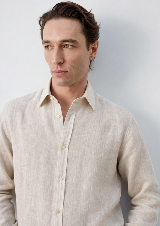 100% Pure Linen Off White Shirt