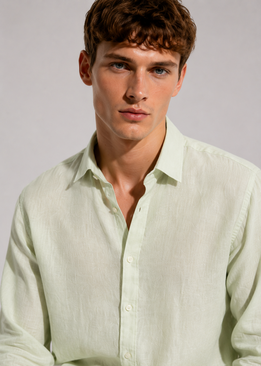 Light Matcha Linen Blend Shirt