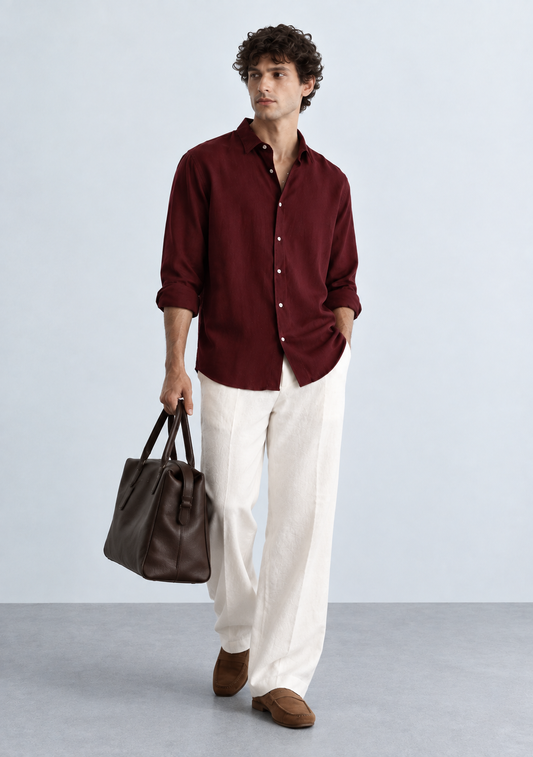 Regular fit Burgundy Shirt