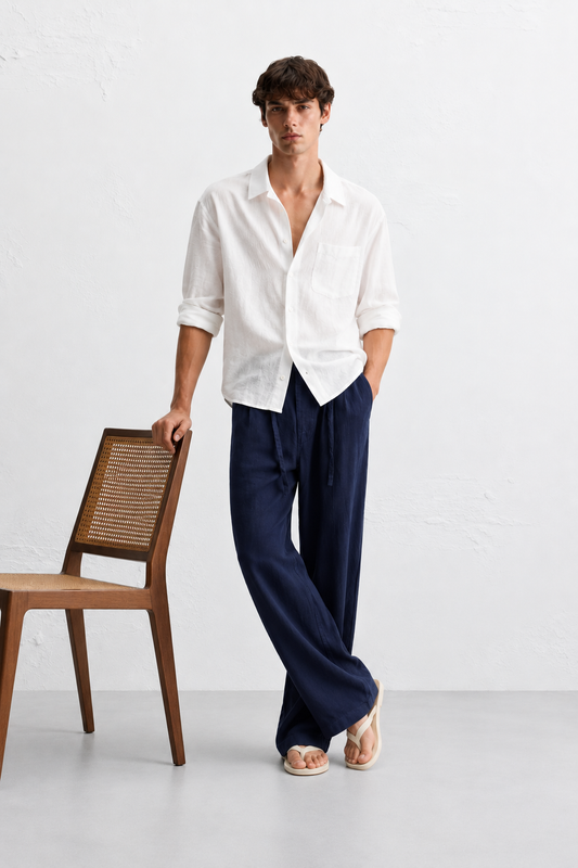 Relaxed fit Linen Pants Navy Blue