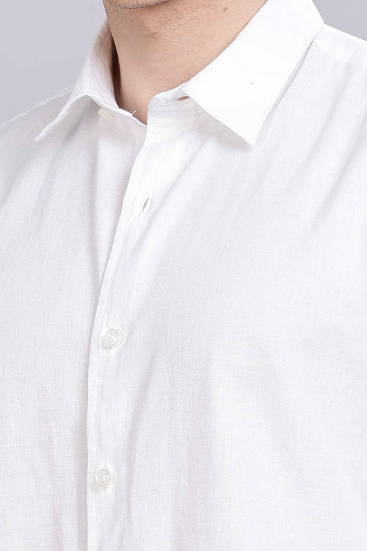 White Linen Blend Shirt