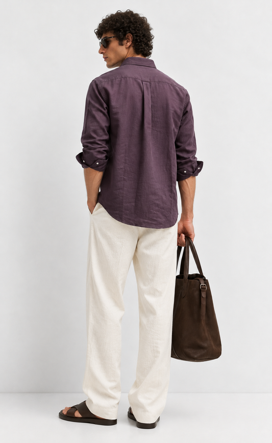 Plum Linen Blend Shirt