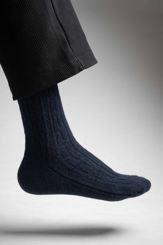 Textured Navy Blue Socks