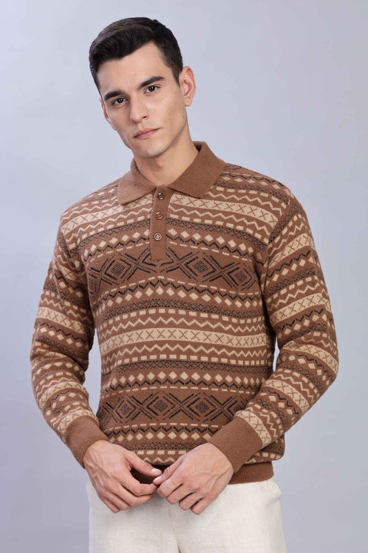 Vintage Brown Knit Polo