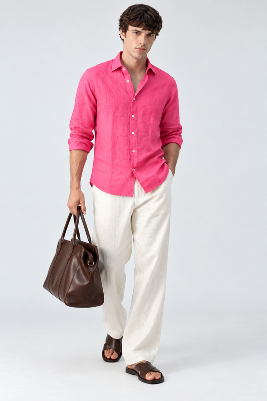 100% Pure Linen Hazel Pink Shirt