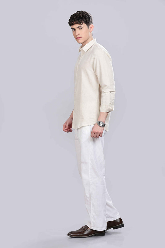 Beige Linen Blend Shirt