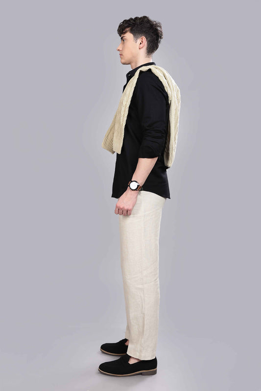Black Linen Blend Shirt