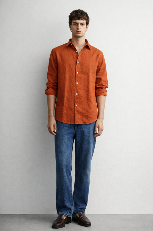 Brick Linen Blend Shirt