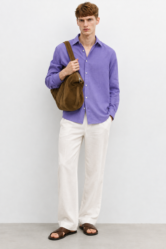 Lavender Linen Blend Shirt