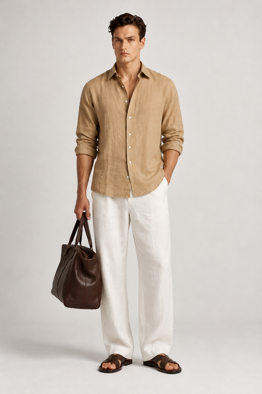 100% Pure Linen Sand Shirt