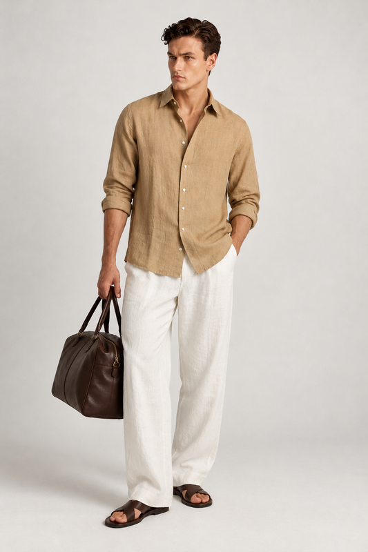 100% Pure Linen Sand Shirt