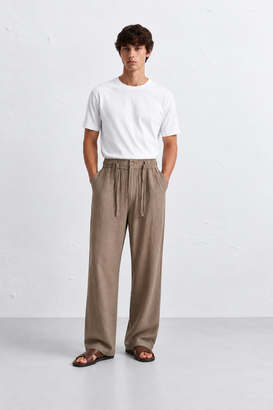 Relaxed fit Linen Pants Taupe