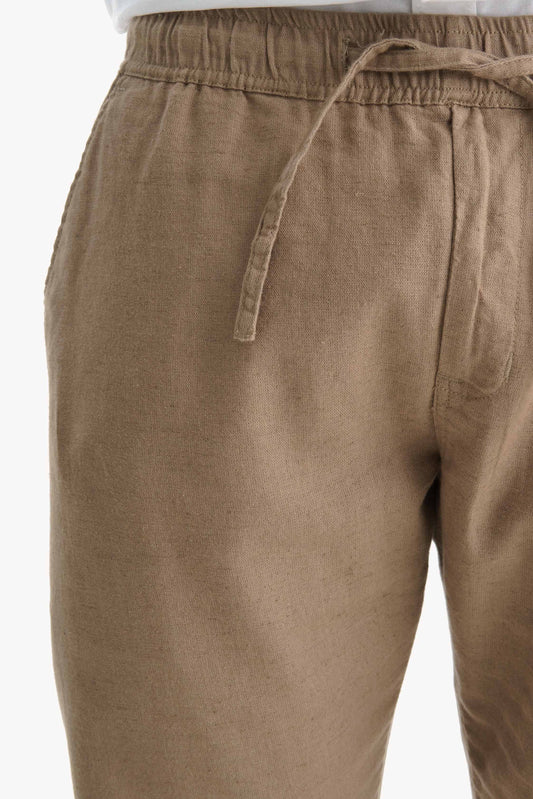 Light Brown Regular Fit Linen Pants