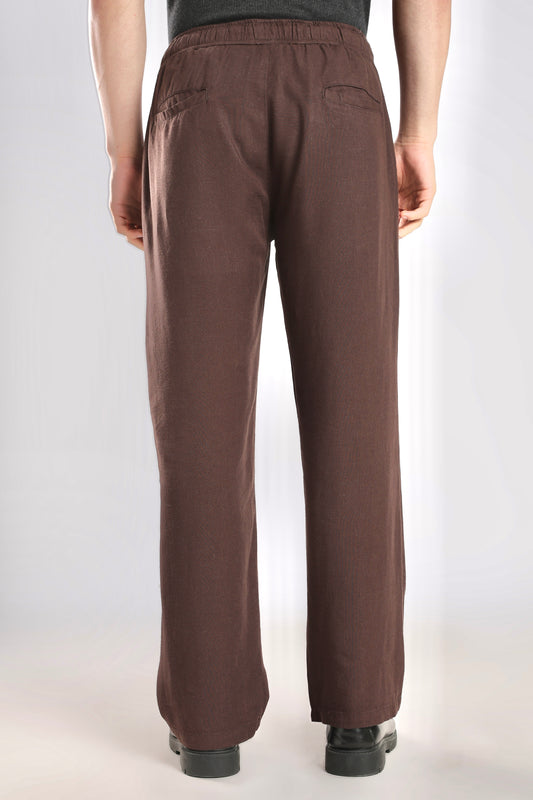 Brown Relaxed Fit Linen Pants