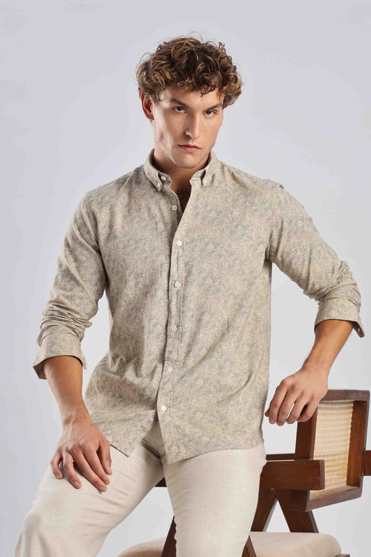 Sage Green Linen Blend Shirt