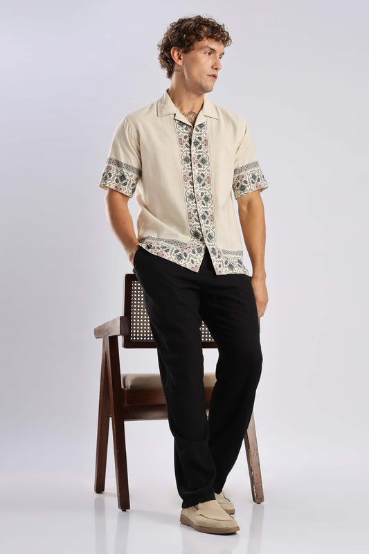 Light Beige Egyptian Linen Blend Shirt