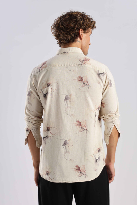 Light Ivory Linen Blend Shirt