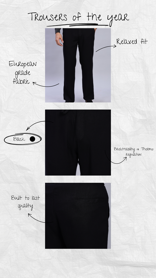 Relaxed Linen Pants Black