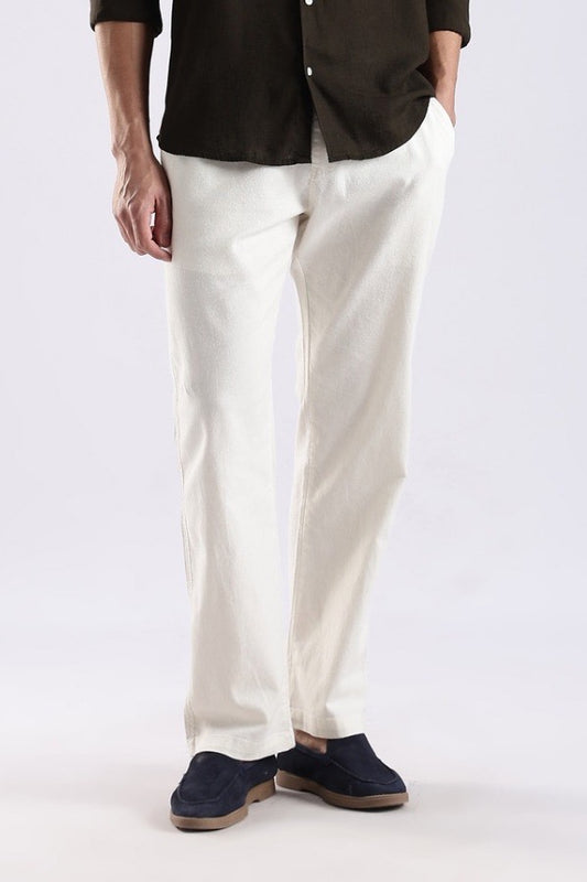 Offwhite Regular Fit Linen Pants