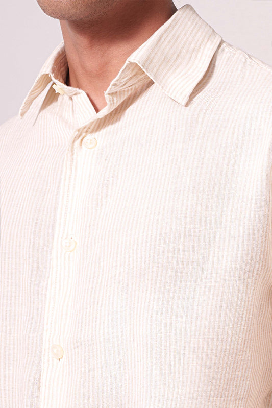 Yellow Stripe pure linen shirt